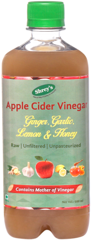 Shrey's Apple Cider Vinegar With Ginger, Garlic, Lemon - Shrey's Apple Cider Vinegar Ginger,garlic,lemon,honey (500x500), Png Download