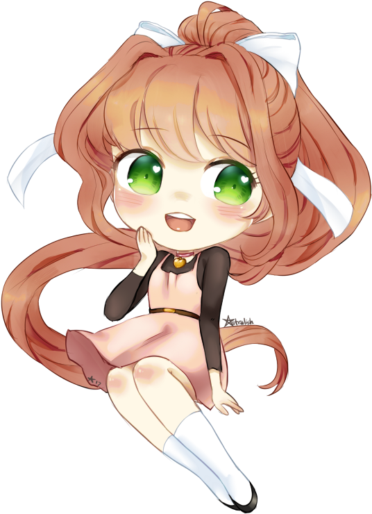 Do You Want Love Monika Forever - Monika Doki Doki Chibi (560x769), Png Download