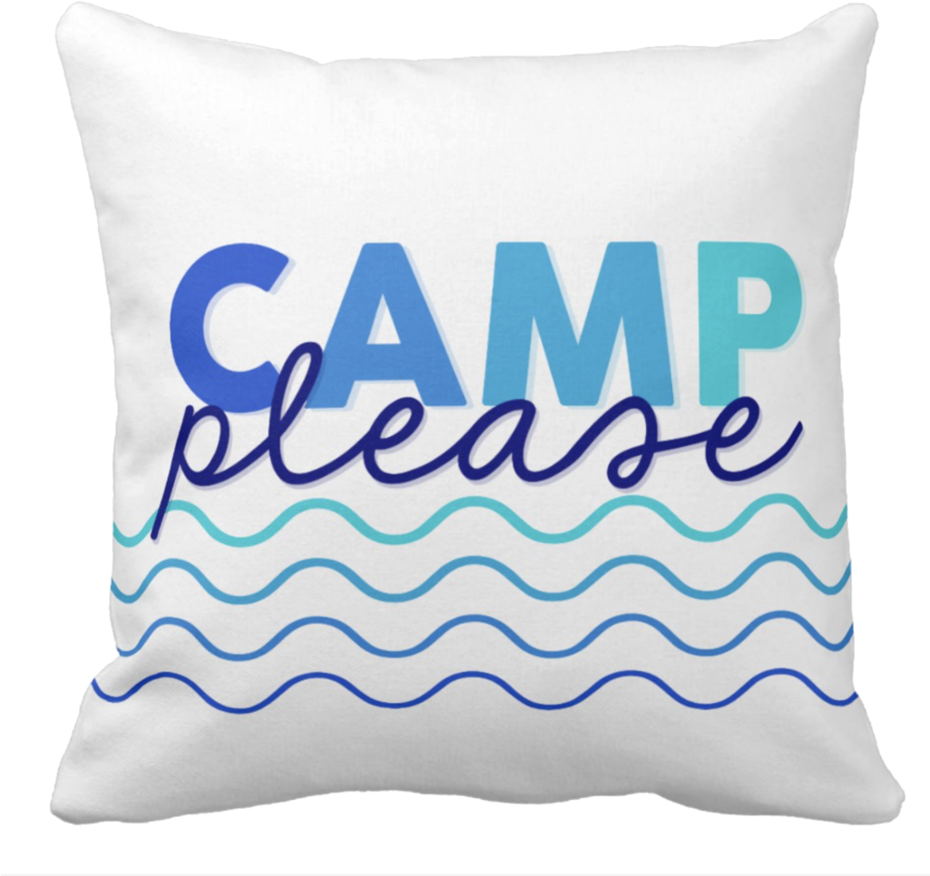 Camp Please Blue Waves Throw Pillow - Waves Throw Pillow (1024x1011), Png Download