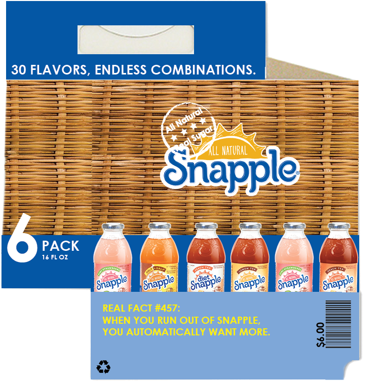 Sixpackresized - Snapple Diet Blend Tea - 6 Pack, 16 Fl Oz Bottles (800x904), Png Download