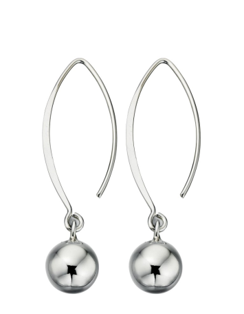 Sterling Silver Ball Drop Hook Earrings (646x455), Png Download