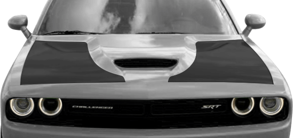 Dodge Challenger 2015 Hellcat/392 Hood Side Blackout - Dodge Challenger (586x277), Png Download