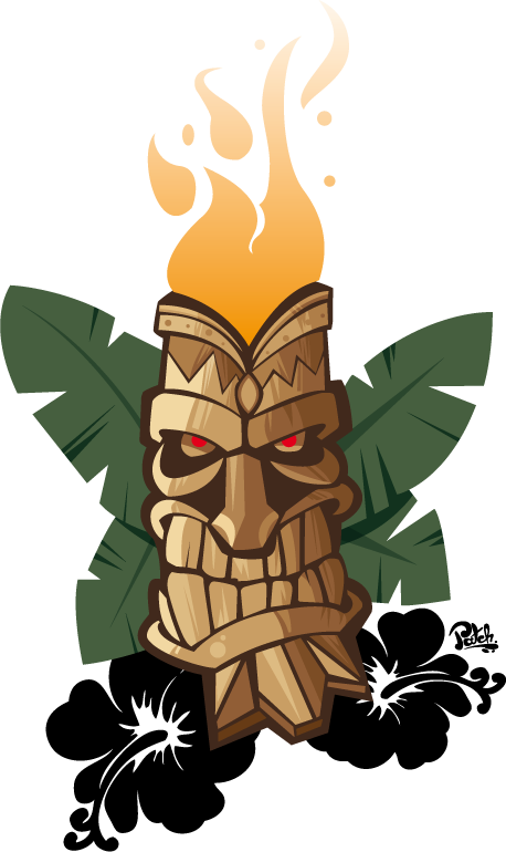 Desihn De Tatouage Tiki Hawaiian Tattoo, Hawaiian Tiki, - Hibiscus Flower (458x770), Png Download