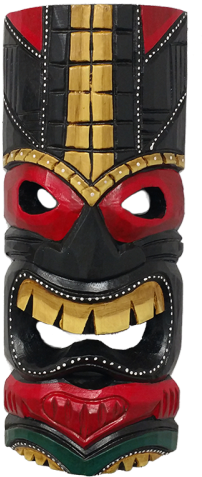 Medium Red & Black Tiki Mask - Cartoon (500x500), Png Download
