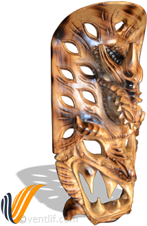 Freestanding Tiki Dragon Mask Wood Carving - Wood Carving (500x331), Png Download