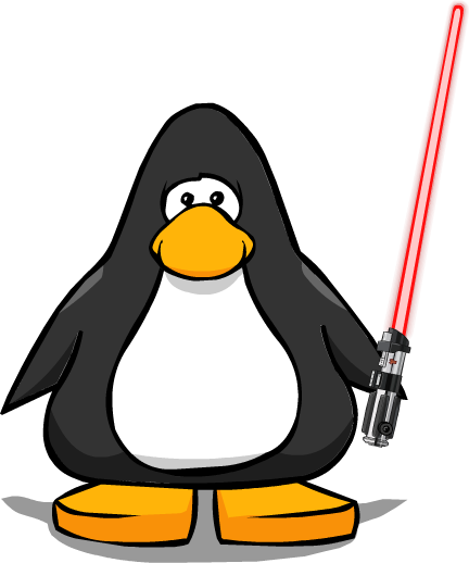 Darth Vader's Lightsaber From A Player Card - Penguin With A Lightsaber (432x518), Png Download