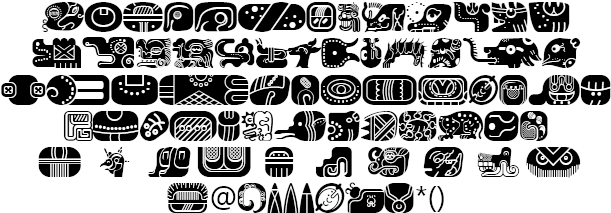 Dingbats Mayan Glyphs Example - Mayan Glyphs Font (613x219), Png Download