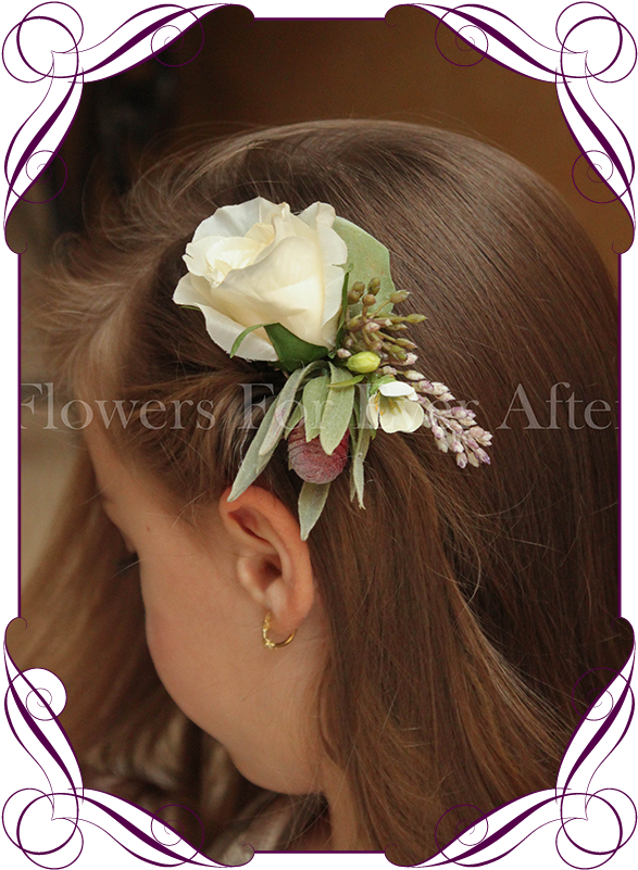 Silk Artificial Boho Rustic Wedding Hair Floral Comb - Fake Flower Cake Decorations (608x822), Png Download