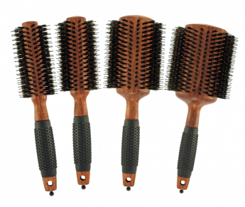 Via Natural Round Brushes - Via Crystal Ion Round Wood Boar Brushes, Rosewood Finish (736x290), Png Download