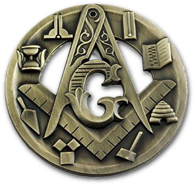 Masonic History - Symbolic Square Compass Round Antique Brass Car Auto (393x373), Png Download