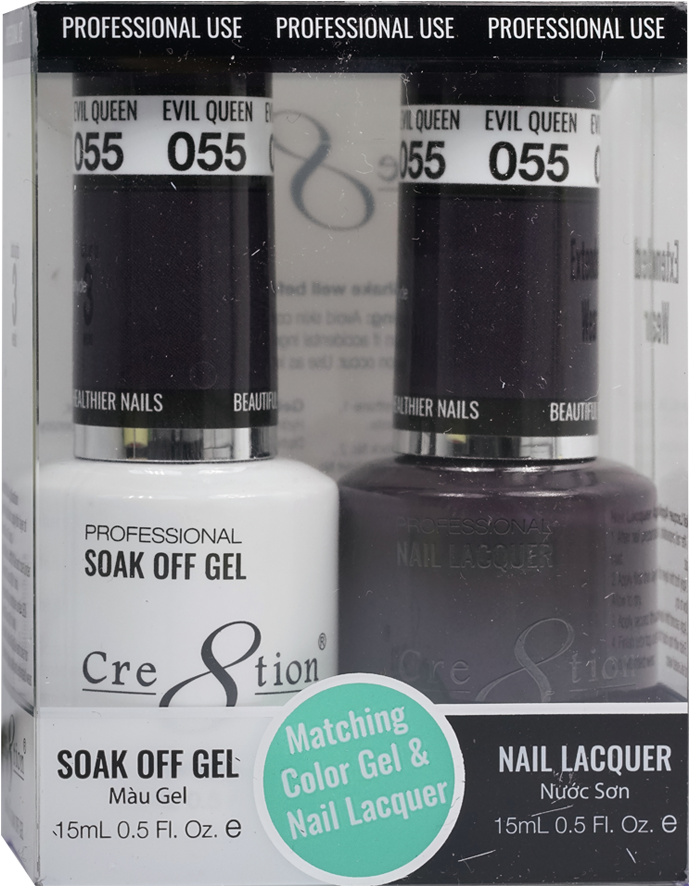 Cre8tion Matching Color Gel & Nail Lacquer 55 Evil - Nail Polish (1024x1024), Png Download