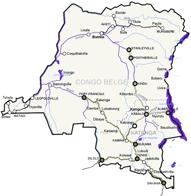Congo Spoorwegen - Democratic Republic Of The Congo Railway Map (800x819), Png Download