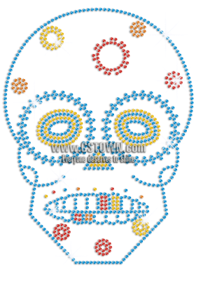Teal Blue Skull Hotfix Rhinestone Applique - Illustration (450x450), Png Download