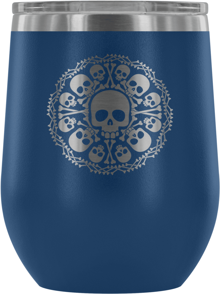 Teelaunch Wine Tumbler Blue Skull & Bones Wine Tumbler - Standard Size Skull Gothic Play Cards Great (1024x1024), Png Download