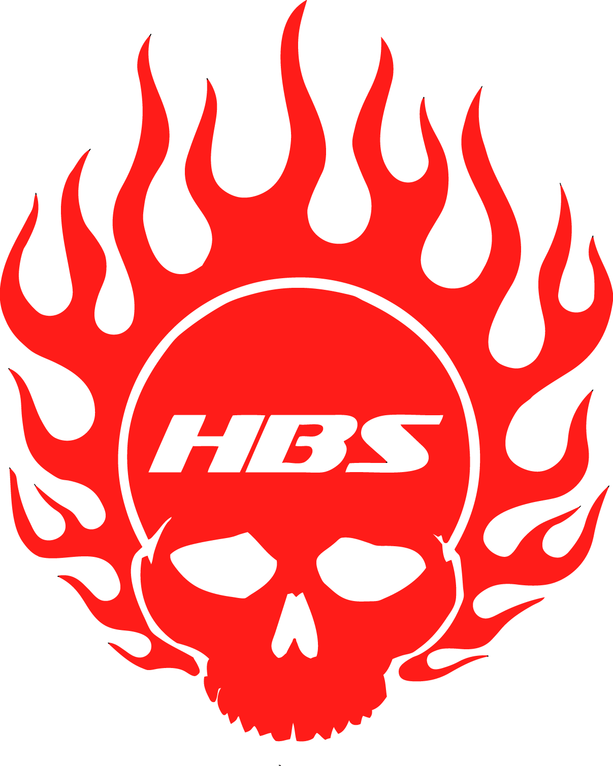 Hbs Flaming Skull Decal - Hell Bent Steel (1207x1509), Png Download
