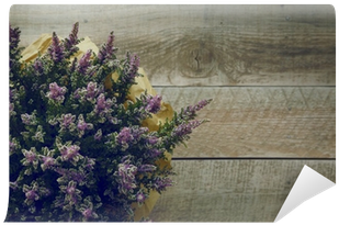 Heather Flowers Over Rustic Wooden Background - Plank (400x400), Png Download