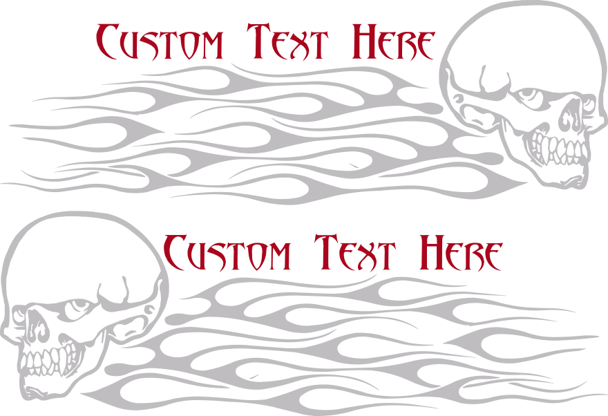 Flaming Skull Fs9 Gas Tank Decals - Decal (880x602), Png Download