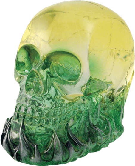Green Flaming Crystal Skull Statue - Crystal Skull (555x555), Png Download