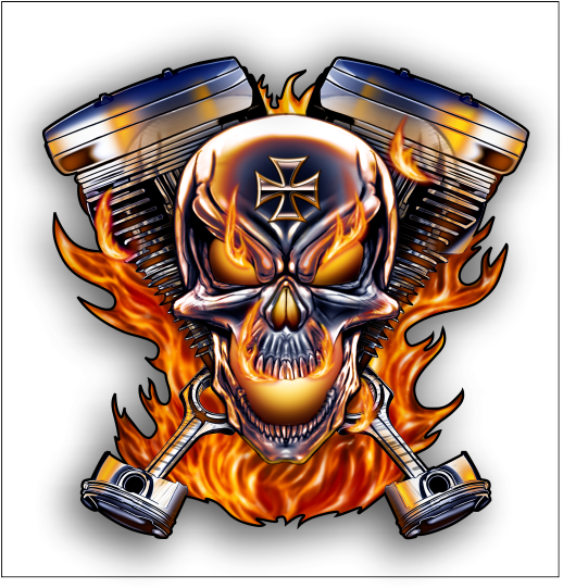 Image - Bikers Skull Logo Png (598x595), Png Download