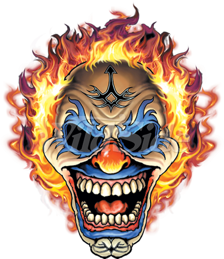 Flaming Clown Skull - Day Of The Dead Costume Hoodie Skull Size: Small, Green (525x525), Png Download