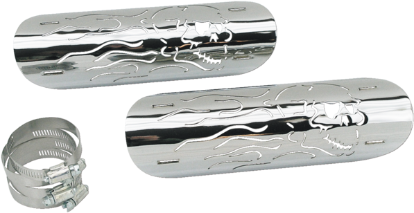 These Beautiful Flaming Skull Heat Shields With Bright - Google Chrome (640x341), Png Download