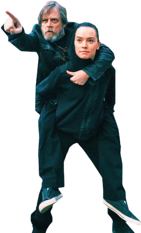 Daisy Ridley & Mark Hamill Piggybacking - Mark Hamill Rey Yoda (450x600), Png Download