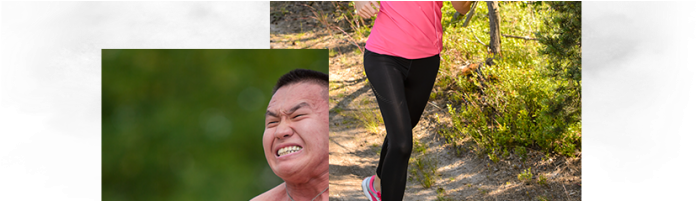 Woman Running And Man In Pain - Girl (736x200), Png Download