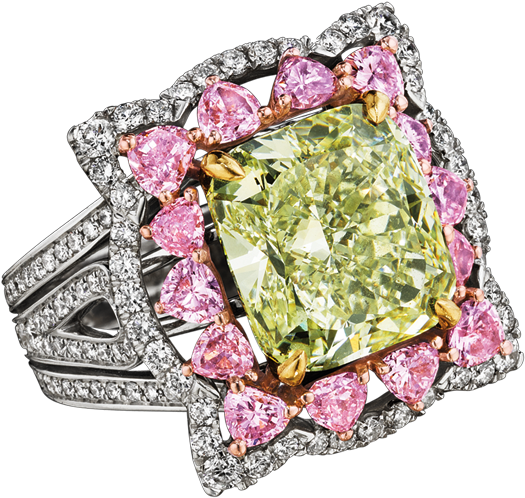 Natural Fancy Intense Yellow Green Diamond Ring - Wisdom Of The Plant Devas (700x700), Png Download