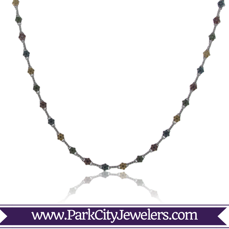 Red, Blue, Yellow, And Green Diamond Flower Necklace - Mountain Earrings With Diamonds (800x800), Png Download