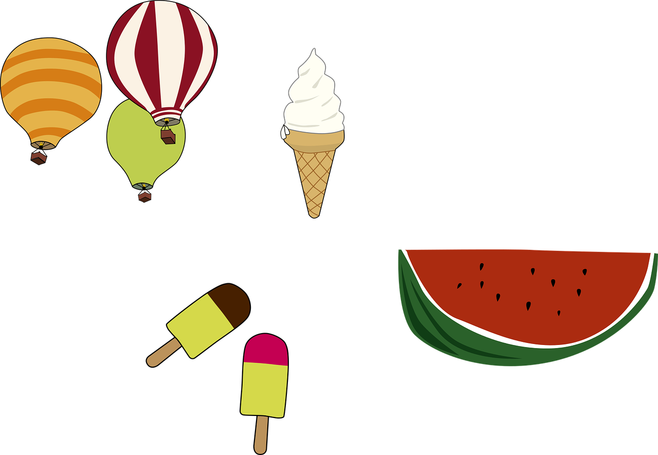 Summer Hot Air Balloon Ice Cream - Лето Пнг (1280x885), Png Download