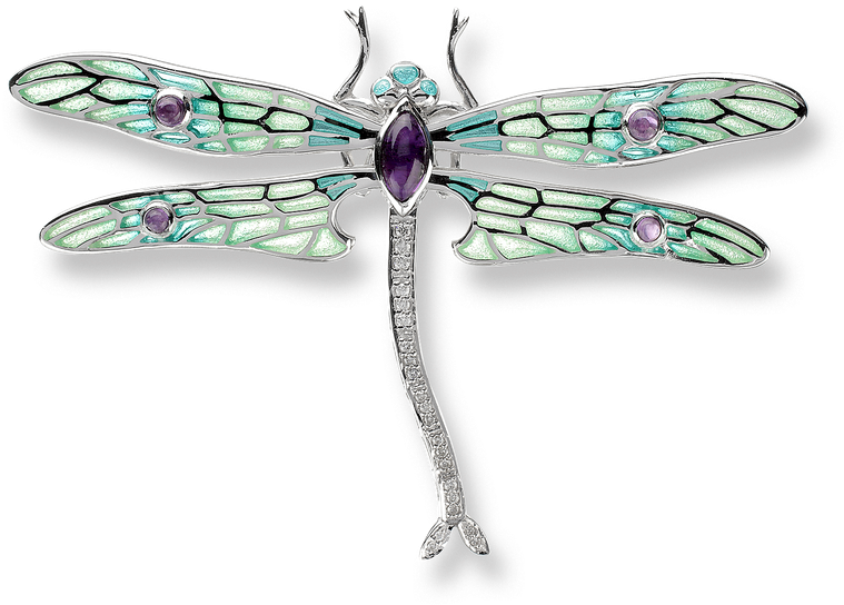 Nicole Barr Designs Sterling Silver Dragonfly Brooch-green, - Brooch (800x800), Png Download