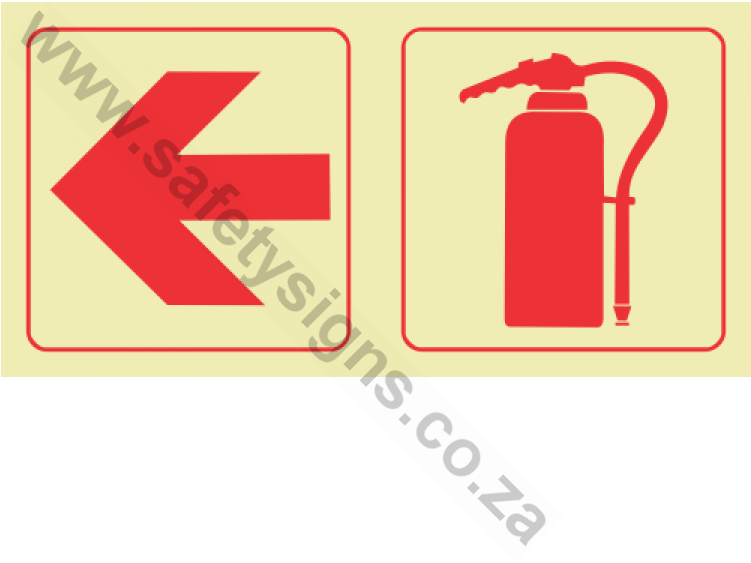 Arrow Left & Fire Extinguisher Photoluminescent Sign - Fire Hose (750x750), Png Download