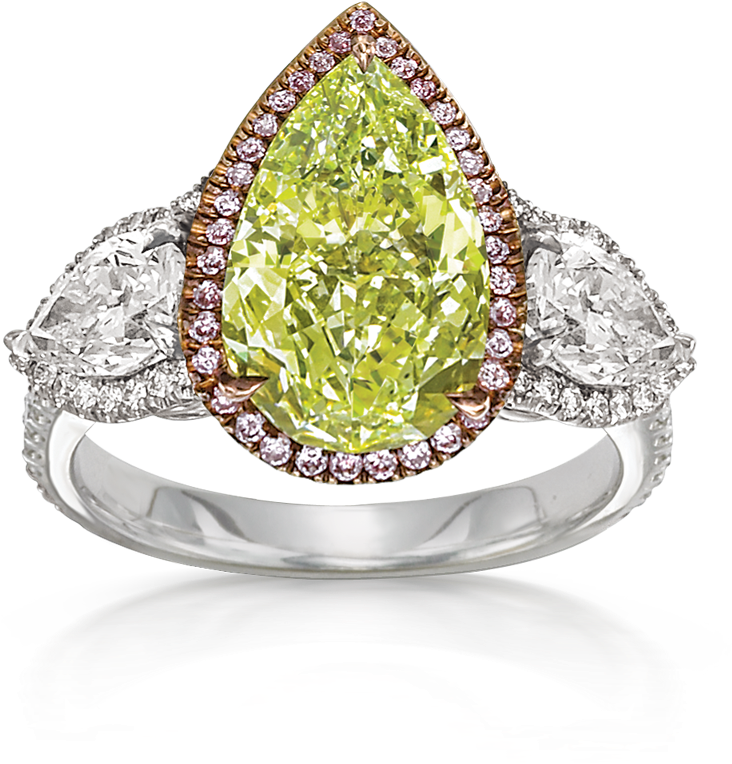 Fancy Intense Yellow Green Diamond Ring - Dresden (800x800), Png Download