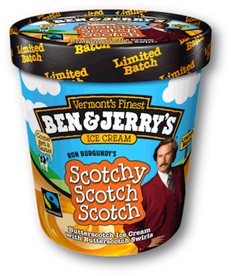 Scotchyscotchscotch Pint[1] - Ron Burgundy Ben And Jerry's (350x414), Png Download