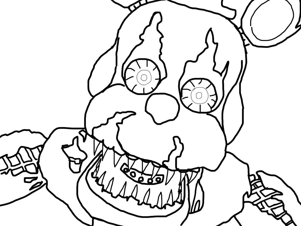Nightmare Freddy Base By Howlinghill On Deviantart - Dibujo De Freddy Para Colorear (1024x768), Png Download