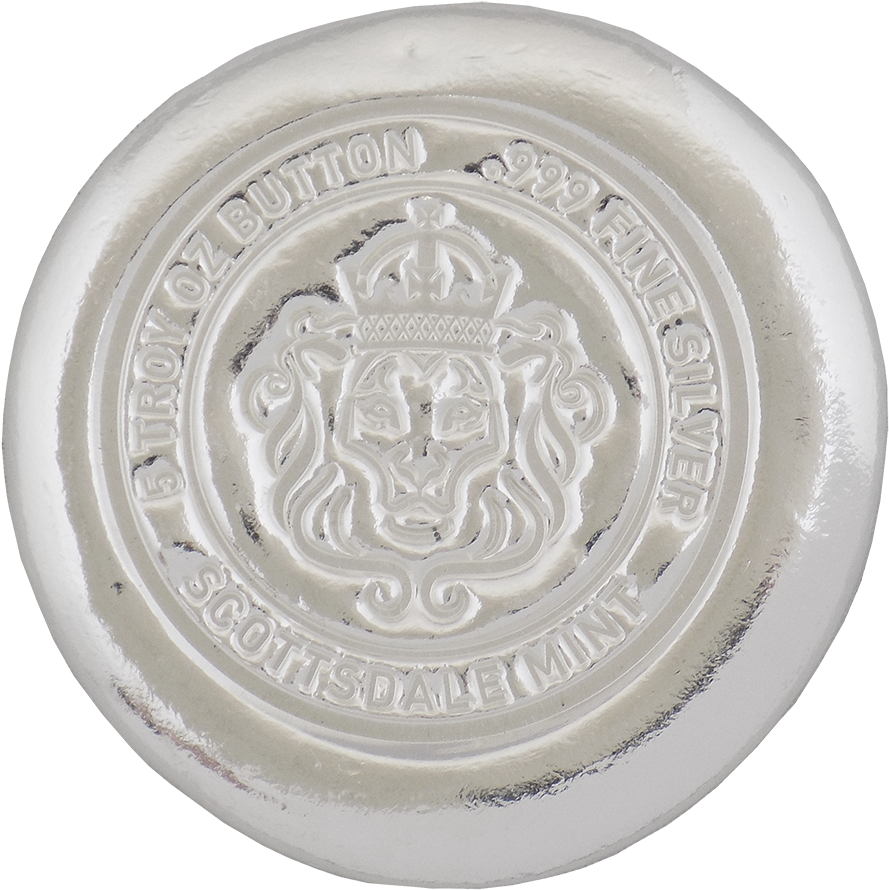 Scottsdale Mint 'button' 5oz Silver Bar - Silver (900x900), Png Download