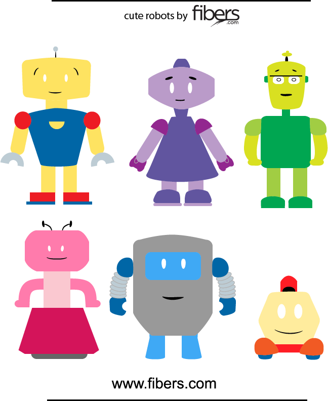 Com Cute Robots Free Vector - Imagens Animadas De Robots (648x792), Png Download