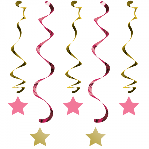 Party Decoration Twinkle Little Star Pink Swirl Decoration - One Little Star Girl Dizzy Danglers Pack (800x600), Png Download