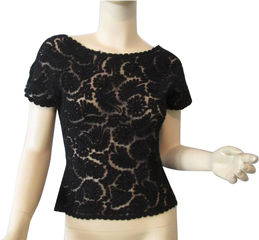Fred Adlmuller Black Velvet Top Vintage 1940s Womens - Blouse (519x519), Png Download