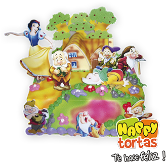 11-000 Paisaje 3d Blanca Nieves - White And The Seven Dwarfs (365x384), Png Download