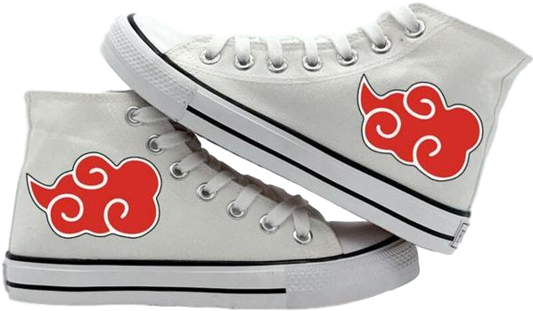 Akatsuki Red Clouds White Canvas Sneakers - Hot! Black Butler Cosplay High Canvas Shoes Leisure (600x600), Png Download