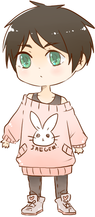 Chibi Shitty Art Snk Aot Eren Jaeger Eren Artsu Fartsu - Kawaii Attack On Titan Eren (376x759), Png Download