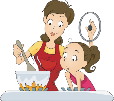 People Cooking Cliparts - Cooking With My Mom (450x399), Png Download