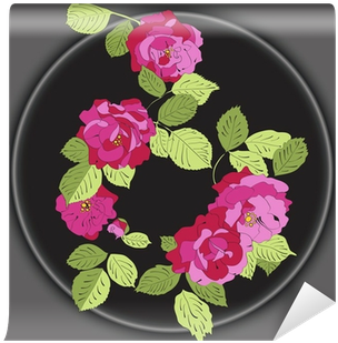 Branch With Flowers And Leaves Roses In Vintage Style, - Rose (400x400), Png Download