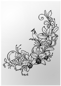 Flower Bird Orange Vintage Drawing Vector Poster • - Drawing (400x400), Png Download