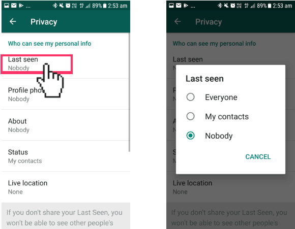 Tap On Last Seen To Amend The Setting To 'my Contacts' - Offensive Hand Pointer White Medium (700x450), Png Download