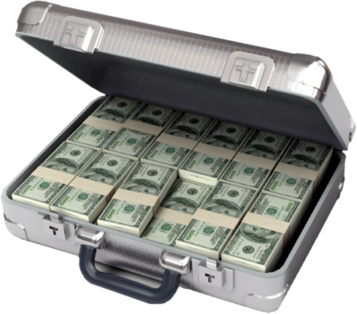 Dinheiro Em Uma Mala, Psd - Briefcase With Money (400x352), Png Download