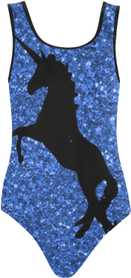 Unicorn On Blue Glitter Vest One Piece Swimsuit - Vest (500x500), Png Download