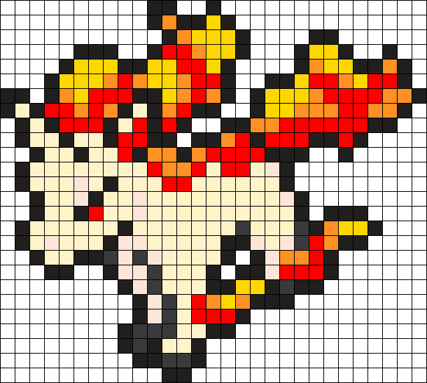 Rapidash Pokemon Bead Pattern Perler Bead Pattern / - Pixel Art Pokemon Ponyta (610x547), Png Download