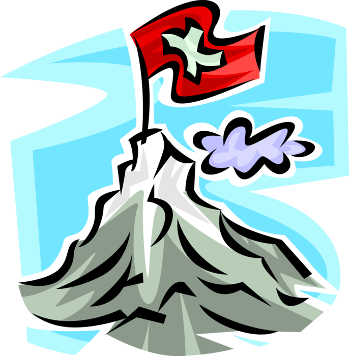 Vector Illustration Of Flag Of Switzerland Erected - Schweizer Berge Clipart (686x700), Png Download